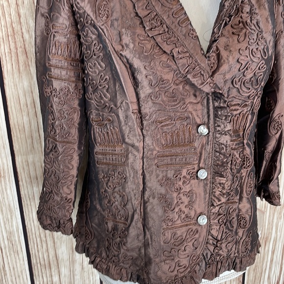 Agora Ruffle Jacket with Jewel Accents - Medium NWOT - Picture 2 of 5